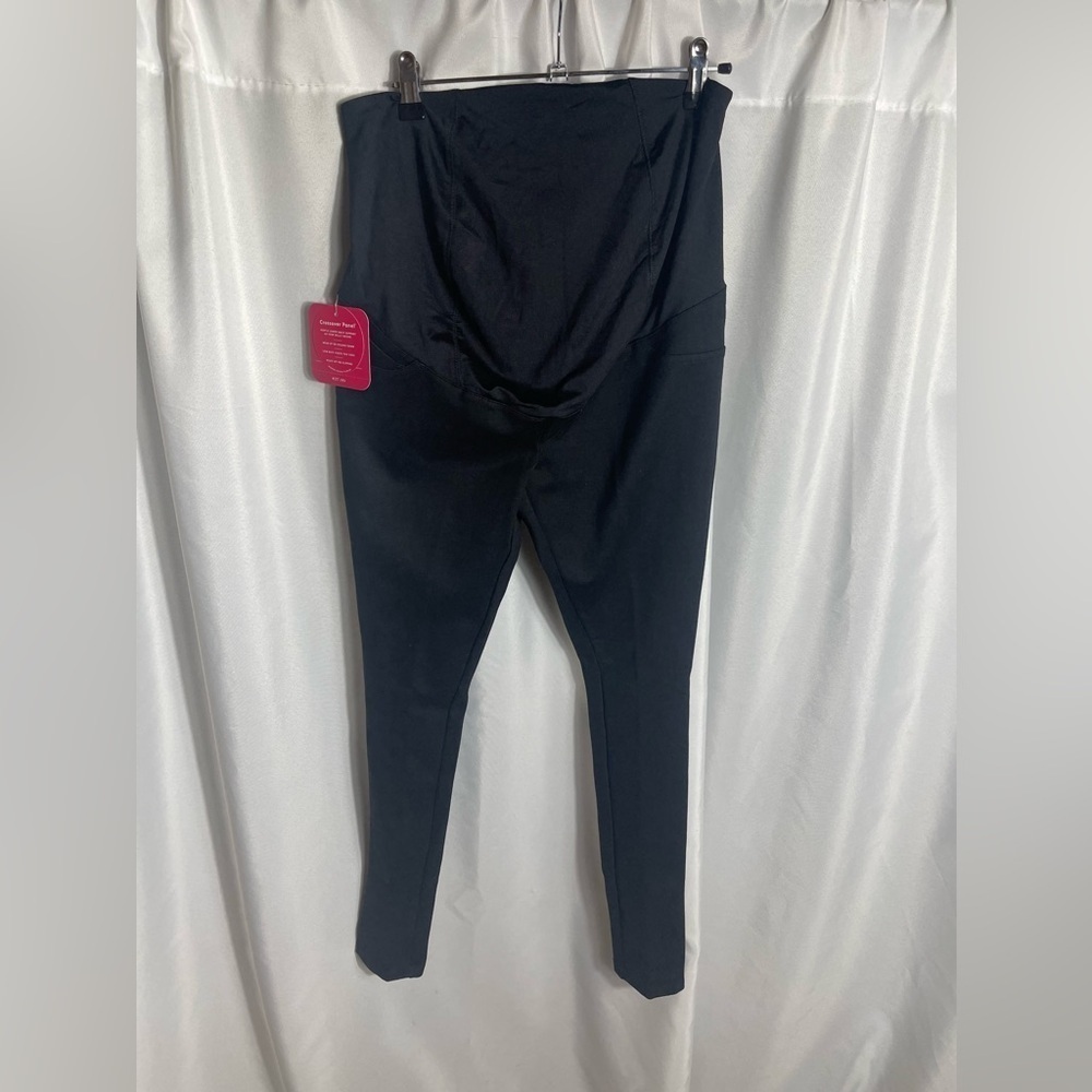 Isabel Maternity Black Crossover Panel Stretch Pants Size Small NWT